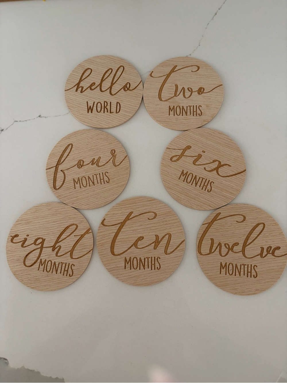 Wooden Baby Monthly Milestone Discs - Natural Oak